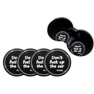 Lot De 4 Dessous De Verre Antid&eacute;rapants Pour Porte-Gobelet De Voiture (Pour Filles) - Noir - Neuf
