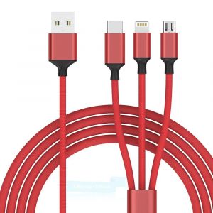 C&acirc;ble Multi Usb, 3 En 1 C&acirc;ble Universel [3M] Multi Usb C&acirc;ble De Chargement En Nylon Avec Micro Usb Type C Lightning C&acirc;ble Pour Iphone 15 14 13 12 11 Xr 8 7,Samsung Galaxy S23,Hua W[CAB9163477] - Neuf