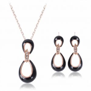 Mode Femme Goutte D'eau Creux Collier Et Boucle D'oreille Alliage Zircon Bijoux Ensembles - Neuf
