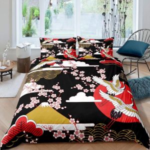 Housse De Couette X Grue Japonaise, D Imprim&iquest;&iquest;E Microfibre Parure De Lit Grue Japonaise Housse De Couettes Personne Avec X Taie D'oreiller X Cm - Neuf