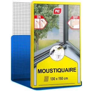Moustiquaire fenetre Ajustable 130x150cm Toile moustiquaire - Grillage Fine Maille inclut Une Bande adh&iquest;&iquest;sive et Chiffon de Nettoyage - Neuf