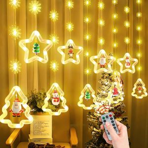 KAL-Rideau Lumineux Noël Rideau Guirlande Lumineuse 3M 100Leds, Rideau Lumineux De Flocon De Neige Interieur Exterieur Avec 8Modes, Guirlande Lumineuse Fenêtre Noël Pour Jardin Chambre,Blanc Chaud - Neuf