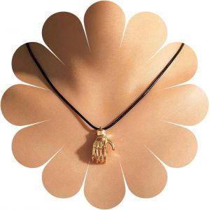 Kal-Boho Collier En Cuir Noir Avec Pendentif Tête De Mort En Or Collier Gothique Noir Collier Punk Squelette Tête De Mort Collier Bijoux Pour Femmes Et Filles - Neuf