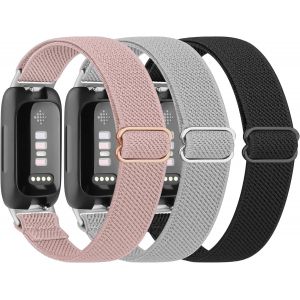 Lot De 3 Bracelets Élastiques Pour Fitbit Inspire 2 Pour Homme Et Femme - En Nylon Respirant Et Extensible - Neuf