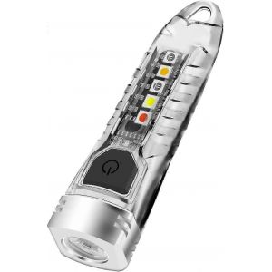 1 mini lampe torche porte-clés LED 400 lm avec lumière UV rouge et bleue - Lampe torche portative rechargeable USB C 12 modes IPX6 pour la survie d'urgence - Neuf