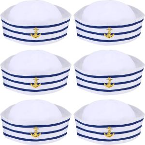 6 Pièces Chapeaux De Marin Bleus Et Blancs Chapeaux De Matelot Pour Accessoire De Costume D¿Enfants, Fête De Déguisement (Style Classique) - Neuf