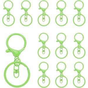 Eryi-Mousquetons À Griffes De Homard Pour Porte-Clés, Lot De 12 Mousquetons À Griffes De Homard Avec Mousqueton Pivotant Et Anneau Fendu Pour Porte-Clés Diy, Couleur Vert Clair - Neuf