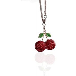 Kal-Glitzerndes Kirsch Autoanh&auml;nger Dekor, Pendentif R&eacute;troviseur Cristallin, Charm Miroir &Eacute;tincelant, Pendentif Porte-Bonheur, Accessoire Voiture Mignon Rouge - Neuf