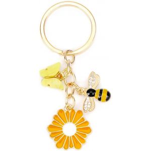 Kal-Porte-Cl&eacute;s Abeille, Mignon Sac Abeille, Porte-Cl&eacute;s Marguerite Abeille, Breloques Fleurs, Pendentif De Sac - Neuf