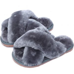 Maas-Chaussons Femme Hiver Pantoufle Peluche Fourrure Chaussons Chaudes De La Maison Pantoufles Bout Ouvert Slippers - Neuf