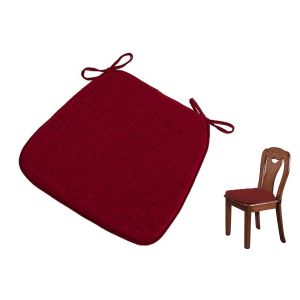 Coussin de chaise de salle &agrave; manger en forme de sabot avec attaches et base antid&eacute;rapante - Rouge - Neuf