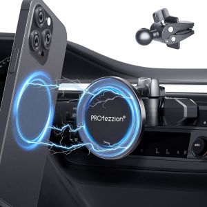 MagSafe Support Telephone Voiture, Kit de Ventouse pour Pare-Brise et de Clip pour Bouche d'A&eacute;ration pour iPhone 16 16 Plus Pro 16 Pro Max 15 14 13 12 et &eacute;tui MagSafe[Metal Anneau Inclus] - Neuf