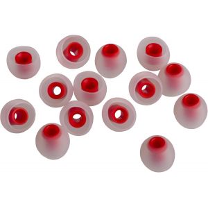KAL-Lot De 7 Paires (14 Pièces) De Remplacement En Silicone Pour Écouteurs Intra-Auriculaires De Petite Taille Transparent/Rouge - Neuf
