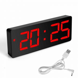 Réveil de bureau numérique à LED, grand écran miroir, USB, mode répétition de la température - Neuf