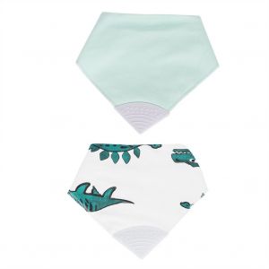 Lot De 2 Bavoirs Triangulaires En Coton Pour Bebe (Vert) - Neuf