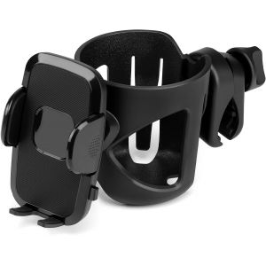 Porte-Gobelet Universel Avec Support/Support Pour Téléphone, Porte-Gobelet Pour Poussette 2 En 1, Porte-Gobelet De Grand Diamètre - Neuf
