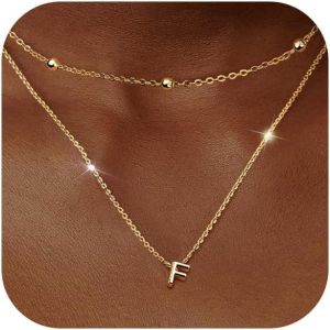 Kal-Collier Prenom Personnalisé Multirang Collier Initiale Collier Lettre Femme Argent Nom Collier Avec Petit Pendentif Lettre Collier Prenom Personnalisé Femmes Filles Cadeaux - Neuf