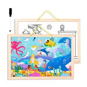 Puzzle en bois cr&eacute;atif pour tout-petits, exercice de patience, jeu de dessin &eacute;ducatif, jeu de soci&eacute;t&eacute; parent-enfant-Style oc&eacute;anique - Neuf