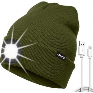 Nsiecd-Led Bonnet Lampe Frontale, Usb Type C Rechargeable 4 Led Chapeau De Course Ultra Lumineux Lumi&egrave;re Hiver Chaud Tricot Bonnet Cadeaux Pour Hommes Et Femmes - Neuf