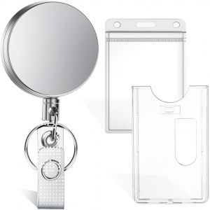Pack Rétractable Porte-Badge Avec Anneau Porte-Clé, Badge Métal Bobine En Plastique Titulaire De L'id Et Porte-Carte De Visite Lourds Pour Carte D'identité, Carte-Clé, Mousqueton, Badge De Travail - Neuf