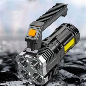 Lampe de poche LED, projecteur USB Rechargeable, Super lumineux, multi-mode, lampe de poche, lanterne pour urgence en plein air, Camping, randonnée - Neuf