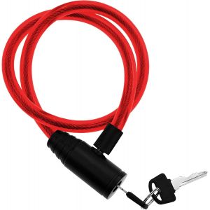 Chenquansarl-Antivol Trotinette Electrique Cable En Acier 60 Cm Robuste Verrouillage Avance Par Cle Pour Une Securite Inegalee Fiable Robuste Pratique (Rouge) - Neuf