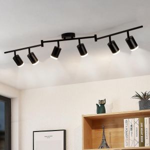 Subzonal-Plafonnier 6 Spots Led Noir, Moderne Luminaire Plafonnier Led Orientable, &Eacute;clairage De Plafond Spot Pivotant, Plafonnier Spot Gu10 Pour Cuisine Salon Chambre (Sans Ampoule) - Neuf