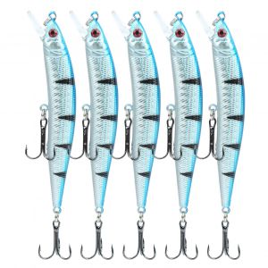 Lot De 5 Leurres Artificiels Artificiels Pour La Peche Au Vairon, Avec Hamecon Triple, Accessoire De Peche, 2# - Neuf