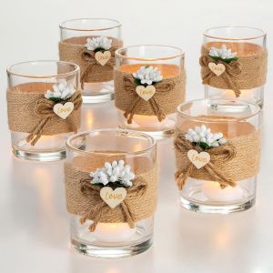 KALANKA-Bougies Votives Verre : 6Jeux Bougies À Réchaud Transparentes Bougies Flottantes Et Votives Vrac Bougies À Réchaud Cristal Vintage Répétition Baptême Dîner Fête DécorationTable - Neuf