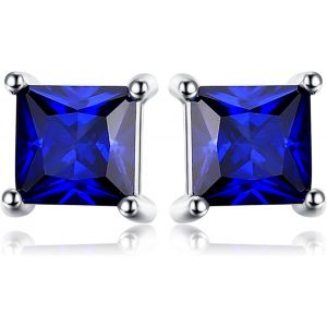 Kal-Boucles D'oreilles Carré Véritable Améthyste Clous D'oreilles Argent 925 - Neuf