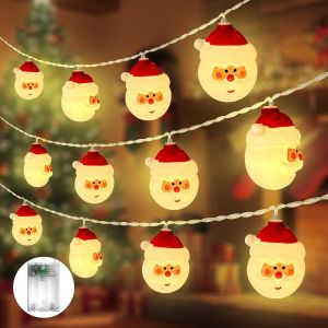 JGD-Guirlande lumineuse d'int&eacute;rieur P&egrave;re No&euml;l 3 m 30 LED &agrave; piles - Jolie d&eacute;coration de No&euml;l pour f&ecirc;te, jardin, mariage, sapin de No&euml;l (blanc chaud) - Neuf