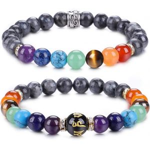 Bracelets Chakra Pour Femme - Bracelet De Yoga 7 Chakras - 8 Mm - Cristal De M&eacute;ditation - #40, Pierre - Neuf