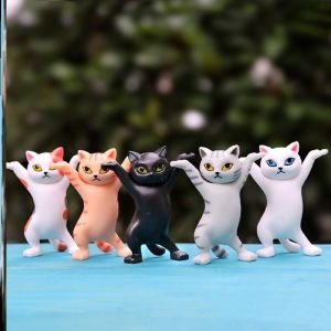 Lot de 5 chats dansants et porte-stylo, porte-stylo amusant, décorations de chat dansant, ornements de modèle de chat portable, papeterie de chat, décorations, ornements mignons - Neuf