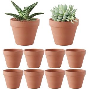 Eryi-Pots En Terre Cuite, 10 Pièces 8cm Pot Terre Cuite Avec Trou Dévacuation, Réutilisable Petit Pot De Fleur, Pot De Fleur Terre Cuite Pour Plantation Intérieure Et Extérieure - Neuf
