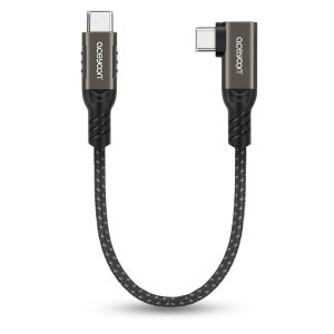 wwp-240W Cable USB C vers USB C Court 20cm, 48V/5A PD QC 4.0 Câble Type C Coudé Charge Rapide avec Puce E-Mark 90 Degrés Compatible avec iPhone 16 Plus Pro Max 15, Galaxy S24 Plus Ultra S23 S22 - Neuf