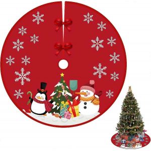 Jupe de sapin de No&euml;l 90 cm, housse d&eacute;corative pour sapin de No&euml;l, jupe de sapin rouge, jupe de sapin de No&euml;l (AAA) - Neuf