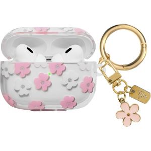 LORANKA-Compatible avec AirPods Pro 2 Case Cover 2022, Coque en TPU Souple avec Joli Motif Floral pour AirPods Pro 2e/1&egrave;re g&eacute;n&eacute;ration avec Porte-cl&eacute;s Fleur et Mousqueton pour Filles et Femmes (Rose) - Neuf