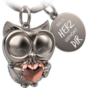 KAL-Porte-Clés Hibou Avec C?ur Et Gravure U2013 Joli Porte-Clés Chouette U2013 Amitié Et Amour Porte-Bonheur En Métal Pour Femme U2013 Mon C?ur Est À Vous - Neuf
