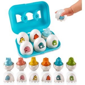 ChenQuanSarl-Lot De 6 ?ufs De Dinosaures Montessori - Jouet De Simulation D'?ufs Assortis - Trieur De Couleurs Et De Formes - Jouets Sensoriels &Eacute;ducatifs Pour B&eacute;b&eacute; - Motricit&eacute; Fine - Jouet Montessori - Neuf