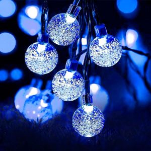 Aiou-Guirlande Lumineuse Solaire De Jardin 50 Led 7 M Étanche,8 Modes Intérieur/Extérieur,Éclairage Décoratif Pour La Maison,Le Jardin,La Terrasse,La Cour,Les Fêtes,Les Festivals (Bleu) - Neuf