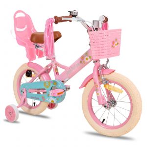 V&eacute;lo Enfant 12 Pouces Fille Gar&ccedil;on Joystar Si&egrave;ge Poup&eacute;e Streamers Drapeau Plaque Num&eacute;ro Little Daisy, Rose - Neuf