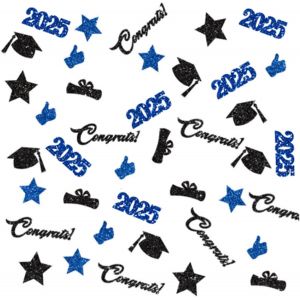 Lot de 100 confettis de fête de remise de diplôme 2024, confettis dorés et noirs à paillettes pour remise de diplôme 2024 (bleu) - Neuf
