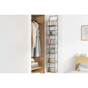 Organisateur De Garde-Manger &Agrave; 6 &Eacute;tag&egrave;res &Agrave; Suspendre &Agrave; La Porte, Avec Poches Transparentes - Gris - Neuf