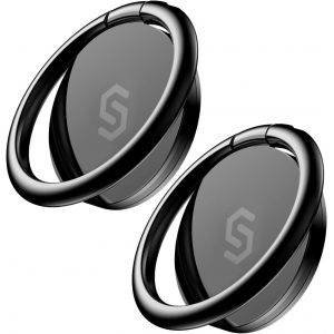 Syncwire Anneau Support T&eacute;l&eacute;phone en M&eacute;tal [Lot de 2] [Rotation &agrave; 360 Degr&eacute;s] Compatible avec iPhones 14/13/12 /11 Pro Max XS Max/XR/X/6, Samsung Galaxy S23 S22S10/S9/S8, LG, Moto,Sony ect. - Noir - Neuf