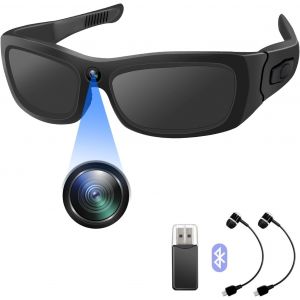 Mevronisshop-Cam&eacute;ra Pour Lunettes De Sport Hd 1080p,Cam&eacute;ra Espion Lunettes De Soleil Avec Bluetooth, Minicam&eacute;ra D'action Vid&eacute;o Pour Lunettes De Sport Pour V&eacute;lo/Moto Pour Prendre Des Photos Et Des Vid - Neuf