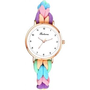 Kalanka-Montre Femme Bracelet Extensible: Montre Femme En Tissu Fantaisie Elastique Analogique Quartz &Agrave; Bracelet Bandeau De Cheveux Couleur Contrast&eacute;e Originale Et Fantaisie - Cadeau Anniversaire - Neuf