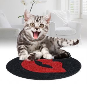 Hjlian Planche Ronde En Sisal Pour Chat, Tapis A Gratter Pour Animaux De Compagnie, Jouet De Jeu, Motif Levres Rouges - Neuf