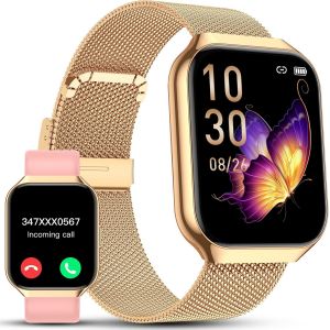 Montre Connectée Femme, 1.91"" Hd Smartwatch Fonction Féminine Avec Appel Bluetooth 5.4, 120+ Modes Sportifs, 200+ Cadrans Personnalisés, 24h Moniteur Sommeil/Fc/Spo2, Android Ios Or - Neuf