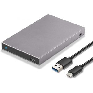 Boîtier de Disque Dur en Aluminium 2,5"" USB C 3.1/3.2 Gen2 6 Gbit/s Adaptateur de Disque Dur Externe avec UASP pour Disque Dur/SSD SATA 2,5'' 7/9,5 mm Compatible avec WD Seagate PS4/5 Xbox ect. - Neuf
