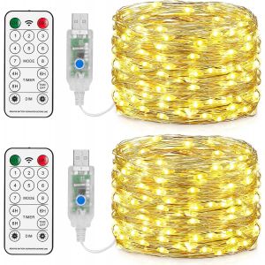 150led Guirlande Lumineuse, 15m Usb Etanche Guirlande Led 8 Modes Avec Télécommande Et Minuterie, Lumière Etoilée En Fil De Cuivre Pour Interieur, Décoration, Noël, Oirée, Mariage, Fête - Neuf